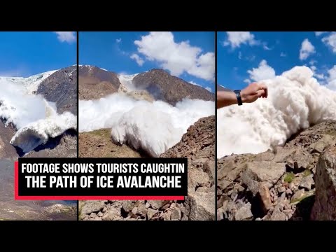 Terrifying Footage Shows Tourists Caught In The Path Of Ice Avalanche In Kyrgyzstan