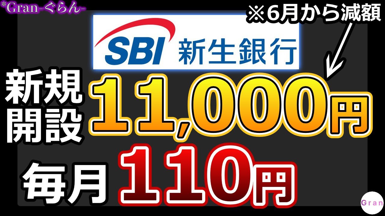 SBI新生銀行､新規口座開設で11,000円得られる！毎月110円もらえるプログラムも！新規開設の特典は6月から改定･減額されます【SBI新生コネクト】