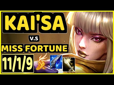 TEMPT (KAI'SA) vs MISS FORTUNE - PENTAKILL 11/1/9 KDA BOTTOM ADC GAMEPLAY - KR Ranked GRANDMASTER