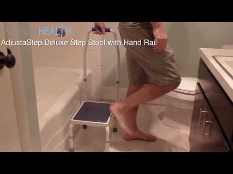 Height Adjustable - Adjustastep Deluxe Step Stool with Hand Rail