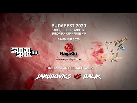Karate WKF 2020 Budapest - Jakubovics Dalma vs Balik Hazel - Junior Kumite Female -48kg Final