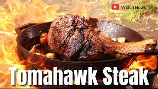 🥩The Most Delicious Tomahawk STEAK Cooked in Nature!😲 No Music! Only Nature and Food - River Streams