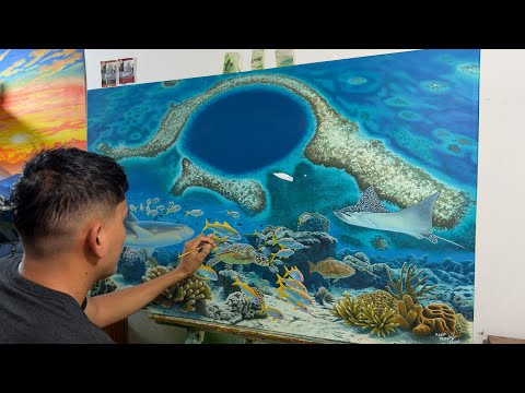 Belize Blue Hole above and below Painting