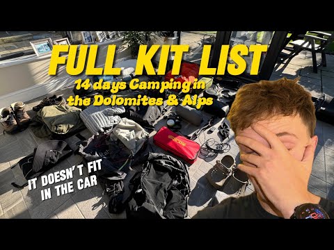 Full Wild Camping Kit list - 14 Days in the Dolomites & the Alps