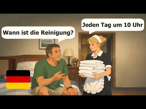 Learn German for beginners: 12 Daily German dialogues in Hotel (A1-A2 level)