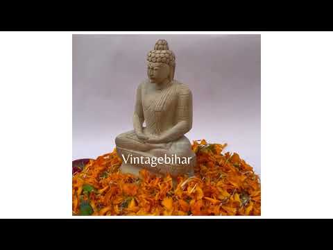 Wooden vintagebihar lord buddha idol in bhumisparsh mudra, m...