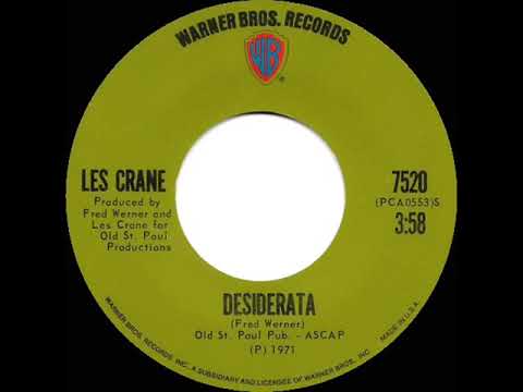 1971 HITS ARCHIVE: Desiderata - Les Crane (stereo 45)