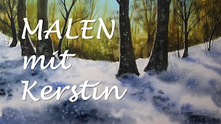 Loose Watercolor - Winterwald und Schnee...AquarellMALEN mit Kerstin