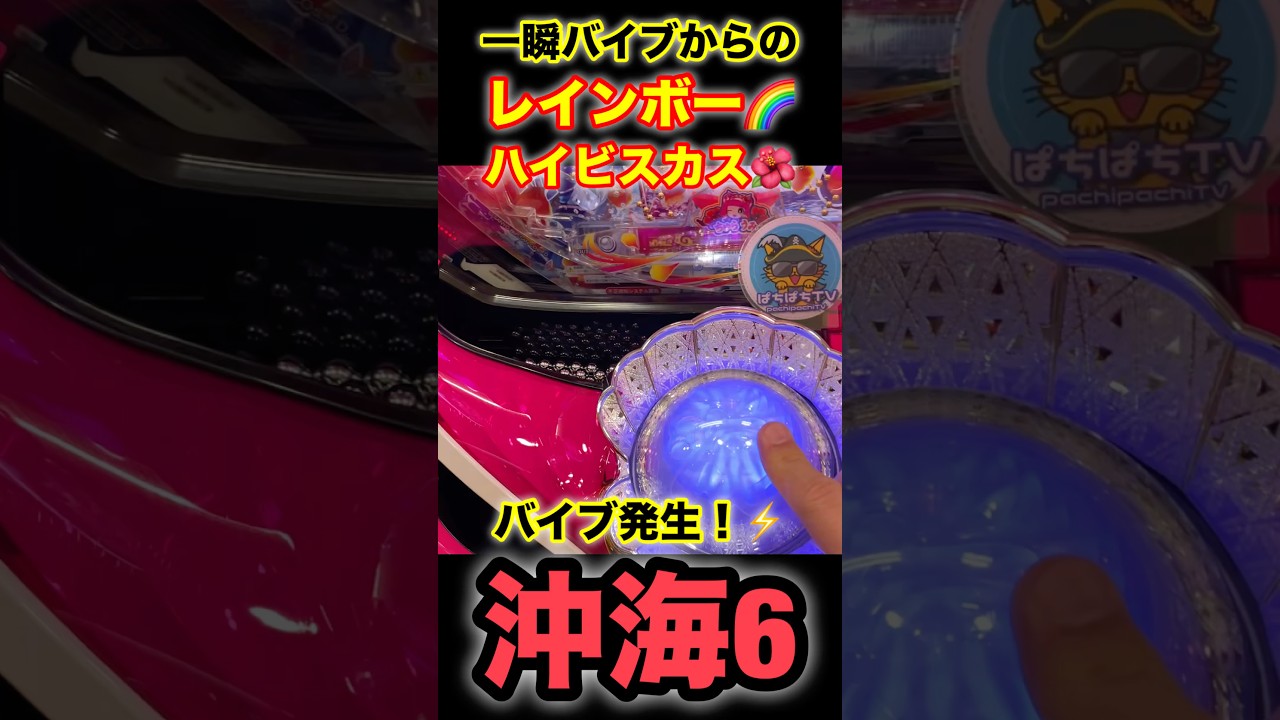 【沖海6】美しい…✨一瞬バイブからのレインボーハイビスカス🌈🌺 #ぱちぱちtv #海物語 #パチンコ #沖海6
