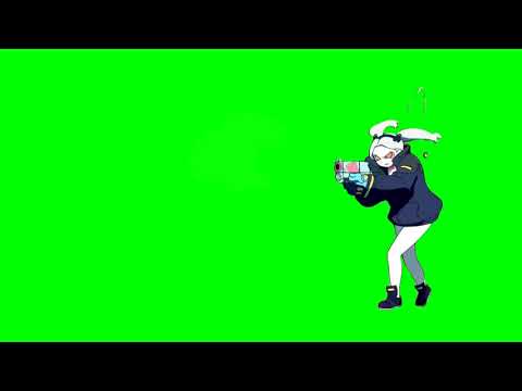Cyberpunk: Edgerunners | Rebecca walking and shooting Green Screen