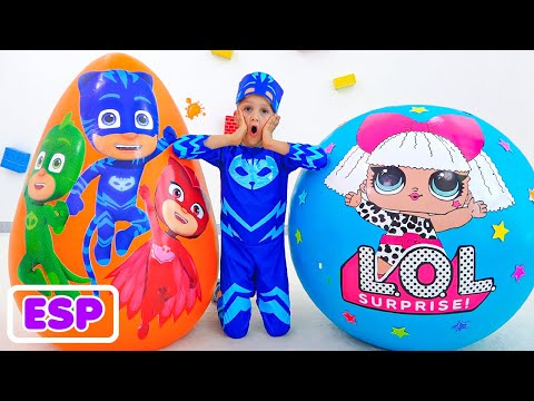 Vlad y Nikita juegan con Giant Eggs Surprise