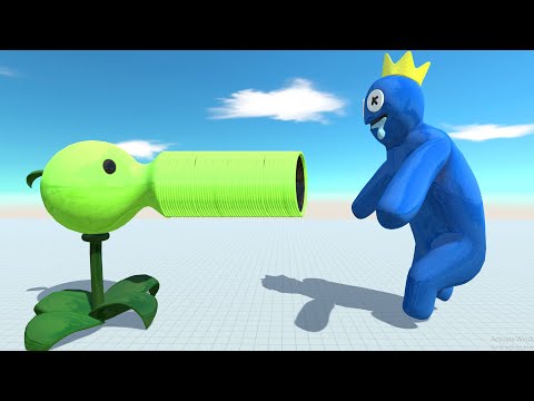 War Between Peashooter vs Rainbow Friends Blue - Animal Revolt Battle Simulator