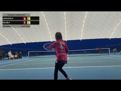 TK Sparta Praha 22.1.2023 střední kurt Látalová v. Baláž 0:4