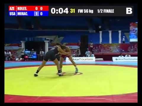 2012 Cadet Worlds Semifinal 56kg - Kayla Miracle (USA) vs. Alyona Kolesnik (AZE)