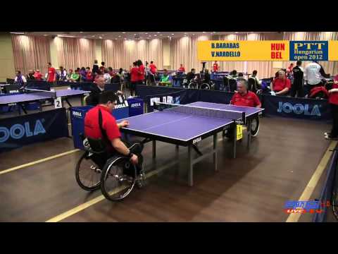 Para Table tennis Hungarian Open wheelchair team match Barabas HUN vs Nardello BEL
