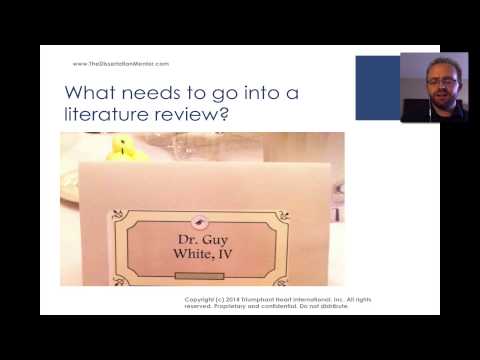 How to Write a Literature Review -- Dr. Guy E White