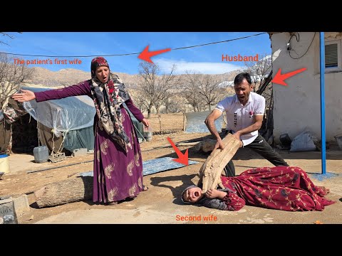 Husband's attack and anger at the second witch's wife because of her tension with  sick first wife