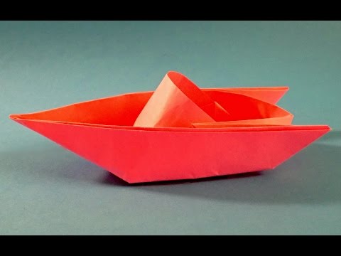 Как сделать катер из бумаги  Оригами катер из бумаги Origami boat