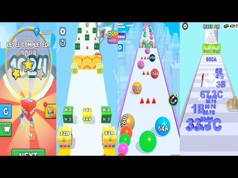 Jelly Run 2048 Ultimate Gameplay 4 Shape play _ jelly run vs number run merge vs ball rolling 