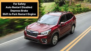 “For Safety, Auto Restart Disabled” warning in Subaru vehicles