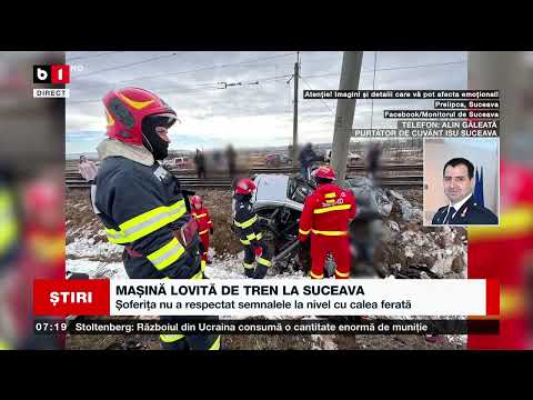 MAȘINĂ LOVITĂ DE TREN ÎN SUCEAVA_Știri B1_14 febr 2023
