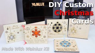 Custom Wooden Christmas Cards Made With Wainlux K8 Laser | Free Files