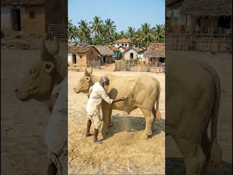 Cow | गाय The Sacred Symbol Sand Sculpture 🔥 #cow #sandsculpture #sandart #foryou