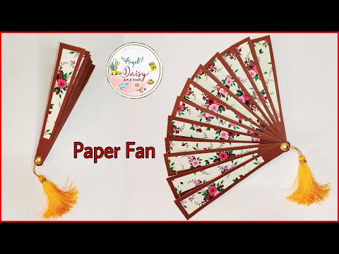 DIY Folding Paper Fan Tutorial/ How to make Paper Fan/ Japanese Handheld Fan