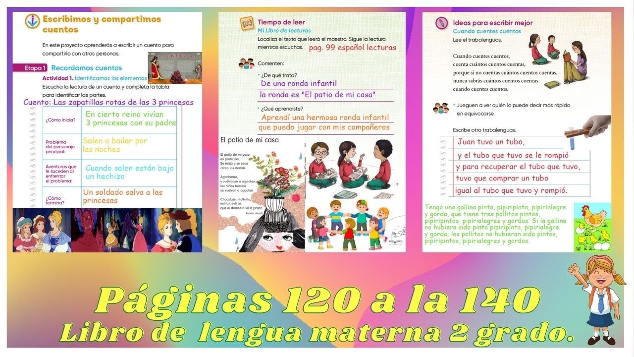 Páginas 120 a la 140 Libro de Lengua materna 2 grado