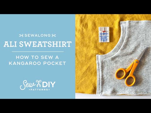 Part of a video titled How to sew a kangaroo pocket on a sweatshirt - YouTube
