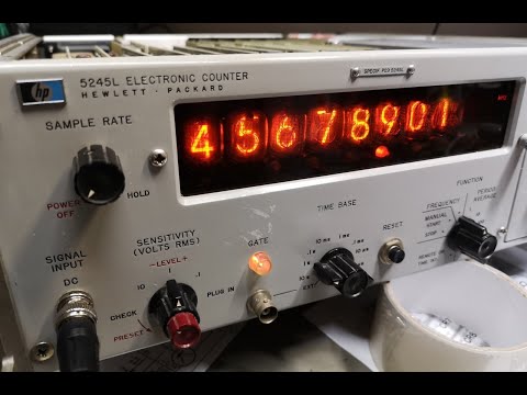 HP 5245L electronic counter 1968 8-digit nixie 50MHz test teardown