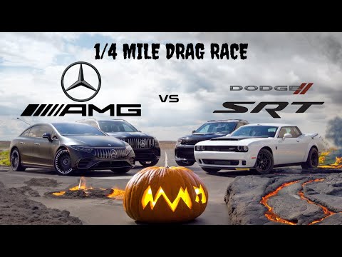 Thumbnail for AMG Exorcist vs SRT Demons & Hellcats (1/4 MILE DRAG RACE) by Mercedes-AMG, SUV, Car