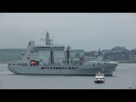 Royal Fleet Auxiliary Tide Class Replenishment Tanker Tideforce Departing Devonport 8 5 22