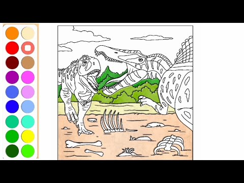 Mewarnai Dinosaurus, Tyrannosaurus rex, Spinosaurus, Coloring Pages, Dinosaurus Kartun