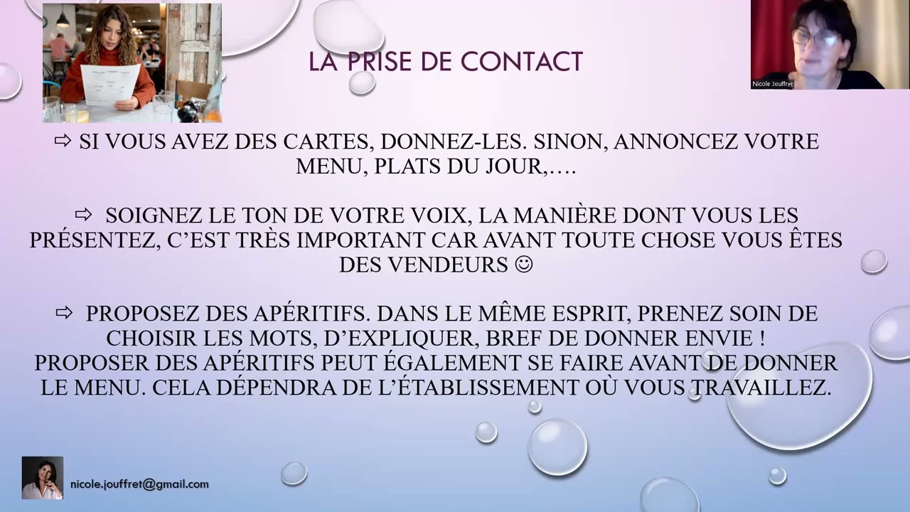 Les étapes du service en salle