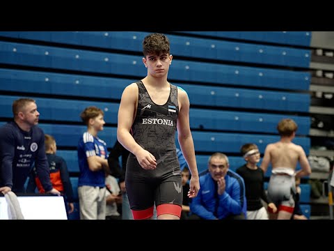 U13 David Lobyan (EST) vs Peetu Oksanen (FIN) 60kg. Greco-roman boys youth wrestling. B-cam-man