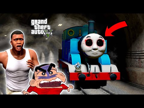 Shinchan and Franklin Stop Break Fail Thomas Train in GTA 5 (Hindi) | Thomas Train in GTA 5