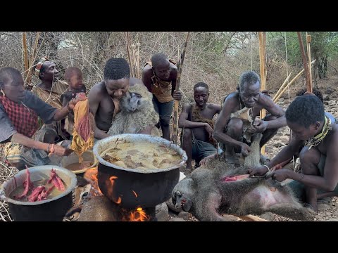 24Hrs Hadzabe Tribe Hunting and Cooking in Forest || African Hunters