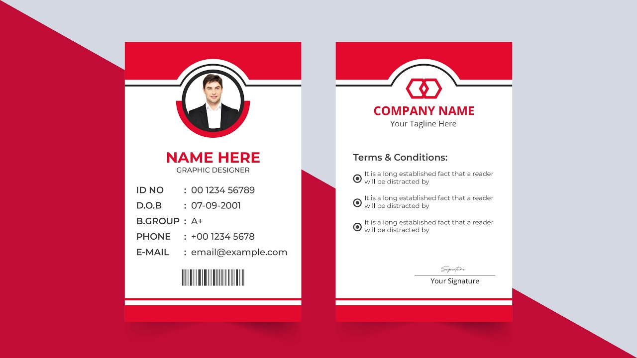ID Card Design Template Free Download | Employee ID Card Vector For Company