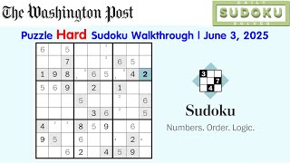 The Washington Post Puzzle Hard Sudoku Daily Challenge Walkthrough | June 3, 2025