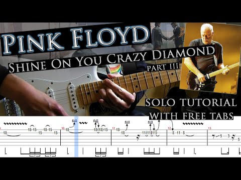Pink Floyd - Shine On You Crazy Diamond part III solo lesson (with tablatures and backing track)