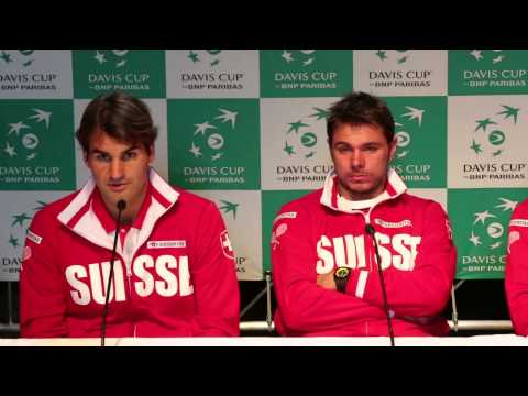Roger Federer @ press conference / draw before Davis Cup tie Netherlands - Switzerland