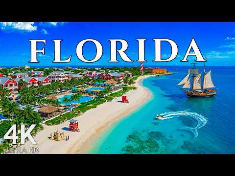 Florida 4K Drone Footage 🇺🇸 Miami Beach, Scenic Coastline & Luxury Yachts, Emerald Blue Paradise