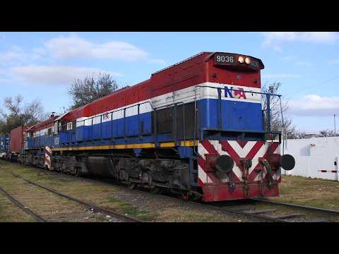 [4K] Colorido tren de contenedores de NCA con destino a Ferreyra pasando por Marcos Juárez!!!!!!