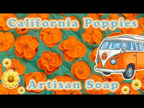 California Poppies Cold Process Soap - Flower Piping | 🌼Flora Fantasy Collection 🌼| Royalty Soaps