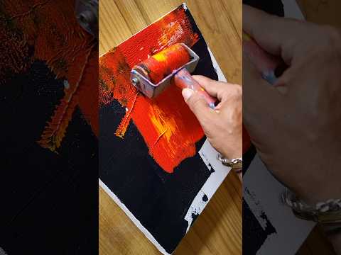 Textured Abstract Painting Using Roller #easyart #art #diy