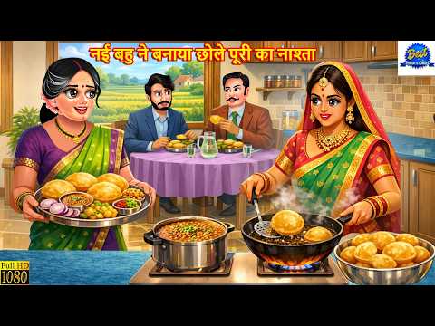 नई बहु ने बनाया छोले पूरी का नाश्ता | Hindi Kahani | Moral Stories | Cartoon Video | Kahaniya |Story