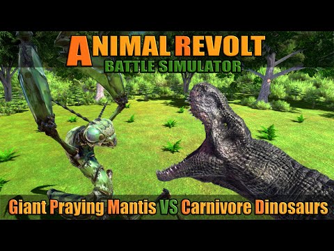 Giant Praying Mantis vs Carnivore Dinosaurs - Animal Revolt Battle Simulator