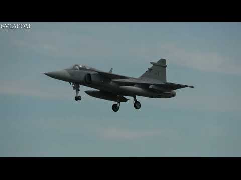Swedish Air Force Saab JAS-39A Gripen arrival at RIAT 2022