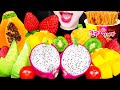 ASMR EXOTIC FRUITS DRAGON FRUIT MANGO KIWI PAPAYA MELON 미니 파인애플 용과 망고 파파야 